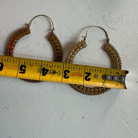 Large brass Boho Earrings - Picture 3 of 4